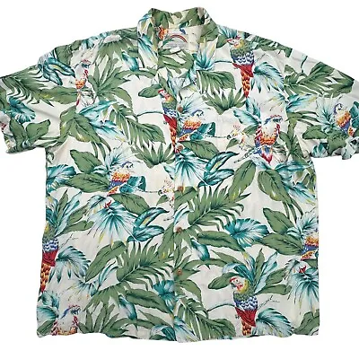 Paradise Found Hawaiian Shirt Mens XL Rayon Tom Selleck Magnum PI Parrots Floral • $34.99