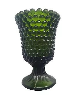 Vintage Emerald Green Glass Hobnail Glass Votive Candle Holder Pedestal Cup • $12.85