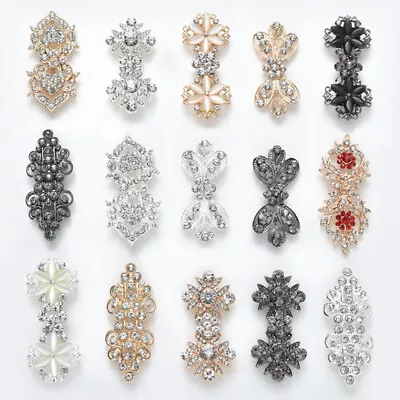 Rhinestone Flower Cape Cloak Clasp Fasteners Hook Eye Cardigan Button Sew On Acc • £3.23