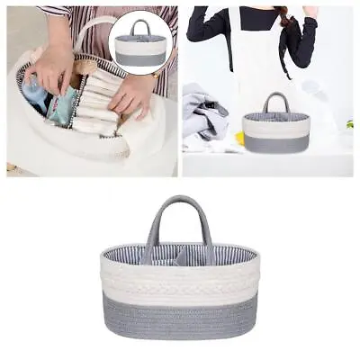 Baby Diaper Caddy Organizer Basket Cotton Rope Woven Diaper Storage Bin • £29.51