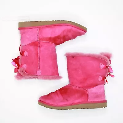 UGG Australia Bailey Bow Women’s Boots Uk Size 5 EU Size 36 Pink S/N 3280 • £34.99