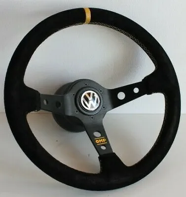 Steering Wheel Fits For VW Suede Leather Deep Yellow Golf  Mk2 Mk3 Corrado 88-96 • $187.24