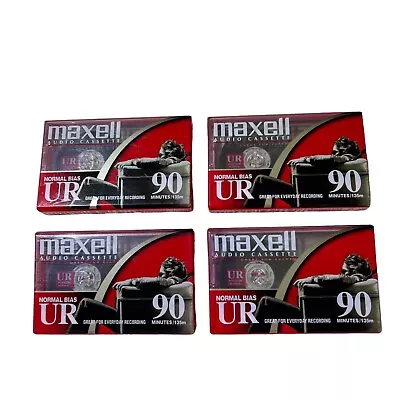 Vintage Maxell UR-90 Normal Bias Lot Of 4 Blank Cassette Tapes New Sealed • $24.79