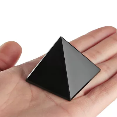 Natural Black Obsidian Gemstone Pyramid Energy Quartz Crystal Tower Gem Healing • $10.99