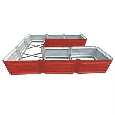 U Shaped Modular Raised Planter Bed 9' X 9' X 18  Folded Edges Metal Barn Red • £578.67