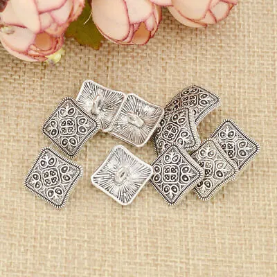$2 • Buy 10 Pcs Metal Shank Buttons Square Antique Floral Carved Clothing Sewing Craft 