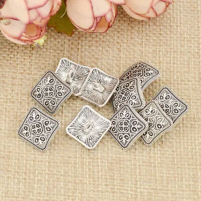 10 Pcs Metal Shank Buttons Square Antique Floral Carved Clothing Sewing Craft  • $2.10