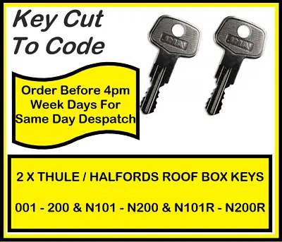 £2.75 • Buy TWO X Halfords Roof Box Key To Code Include Thule - Mont Blanc - Paddy - Hopkirk