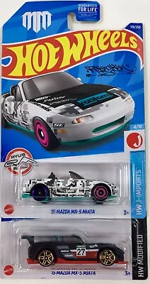 Hot Wheels 2023 2022 '91 Mazda Miata MX-5 & '15 Mad Mike Mazda MX-5 White Lot 2 • $6.99