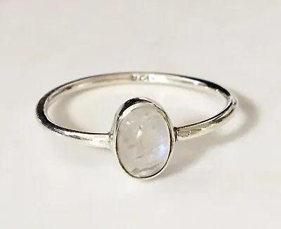 Sterling Silver Rainbow Moonstone Ring Stackable Gemstone Size 5 6 7 89 10 11 12 • $16.99