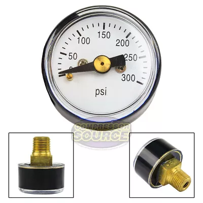 1/8  MNPT Mini Micro Air Pressure Gauge 0-300 PSI 1  Face CBM Center Back Mount • $12.95