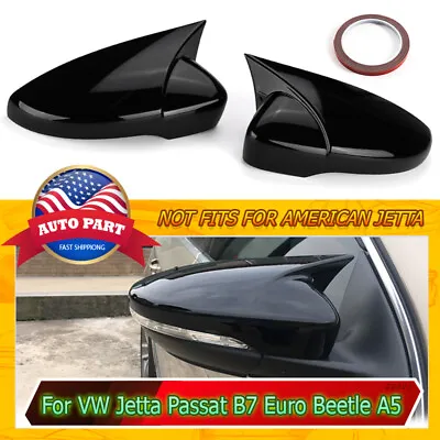 $23.99 • Buy 2x For VW Passat B7 CC Scirocco Jetta MK6 Side Rearview Mirror Cover Gloss Black