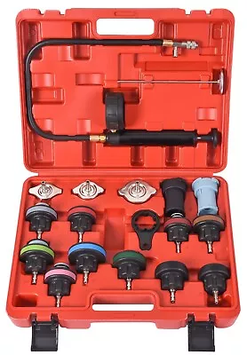 18pc Radiator Coolant Pressure Tester Kit Car Cooling System Leak Test Pump Tool • $39.99