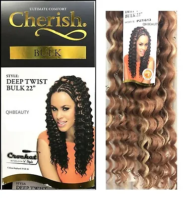 £7.49 • Buy Cherish Synthetic Bulk Crochet Curly Hair Extension Braids - Deep Twist 22 Inch