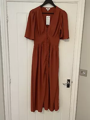 La Redoute Ladies Burnt Orange Butterfly Sleeve Midi Dress Uk Size 8 **defect** • $15.14