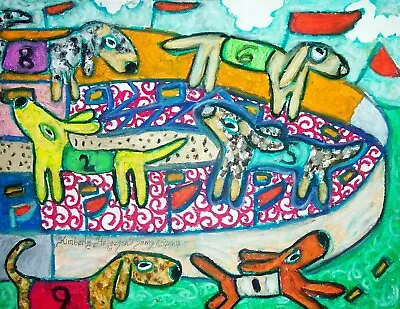 DACHSHUND Doxie Races 4x6 Art Print Dog Art Wiener Dog Animal Home Decor • $14