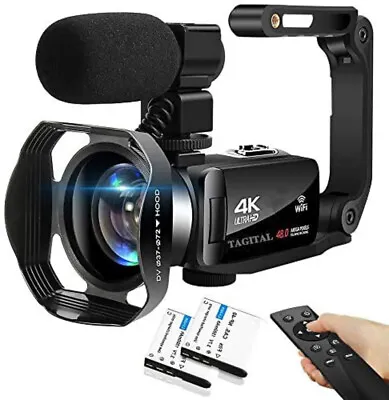 $118.99 • Buy Video Camera Camcorder 4K WiFi 48MP Vlogging Camera For YouTube With Microphone