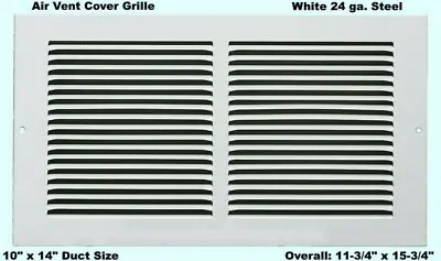 Air Return Vent Cover Grille 10 X 14 Duct Size Steel Wall Ceiling Sidewall White • $17.13