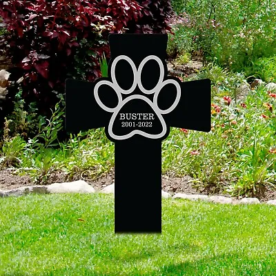 Personalized Pet Memorial Cross Acrylic Plaque Stake Cat Dog Loss Grave Marker • $26.65