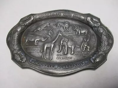 Vintage  Chicagos New Zoo  Brookfield Zoo Metal Souvenir Tray(40s To Early 50s) • $40