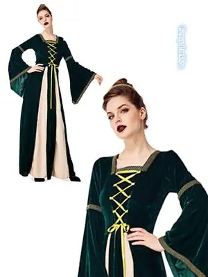 X-E3-3 Women Green Long Gown Game Of Thrones Renaissance Medieval Queen Costume • $24.76