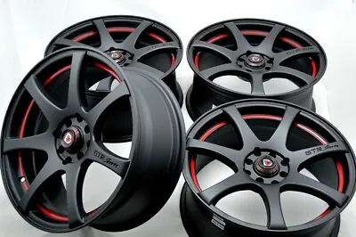 4 New DDR ZK15 17x7.5 4x100/114.3 35mm Matt Black Red Undercut 17  Wheels Rims • $659