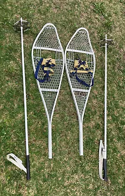 VINTAGE  US Military Magnesium Frame Snow Shoes & Poles 1987 • $150