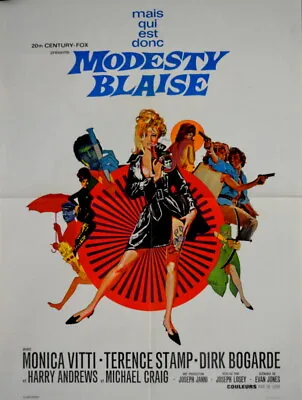 Monica Vitti Terence Stamp MODESTY BLAISE Joseph Losey 1966 FRENCH POSTER 24x32 • $119.99