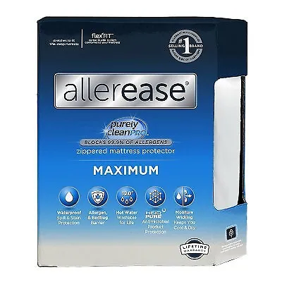 Queen Maximum Bed Bug And Allergy Mattress Protector White - AllerEase • $16.99