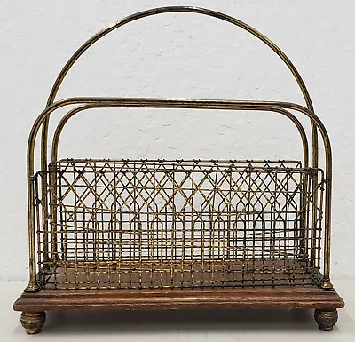 Late 19th To Early 20th Century Oak And Brass Magazine Rack • $350