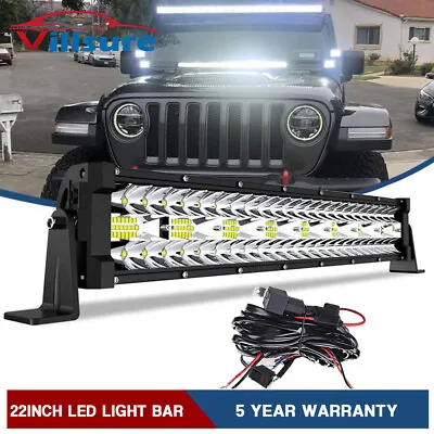 22  Inch LED Light Bar Spot Flood Combo + Wiring Fit Jeep Wrangler CJ JK LJ TJ • $58.98