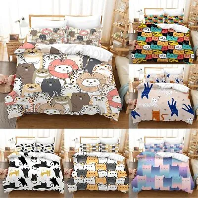 £16.60 • Buy Cat And Dog Friends Doona Duvet Quilt Cover Set Single/Double/Queen/King Size