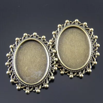 5PCS Retro Style 25x18mm Blank Oval Bezel Cameo Setting Brooch DIY Making Pins • £4.31