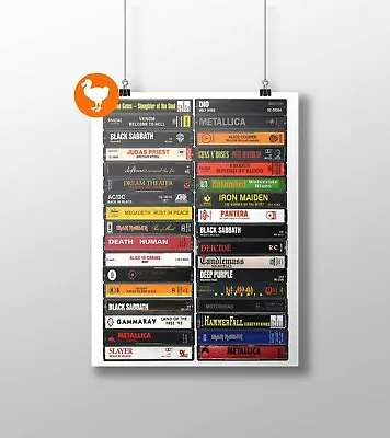 Metal Poster: Cassette Print Heavy Metal Albums Fan Gift Art  • £16.49