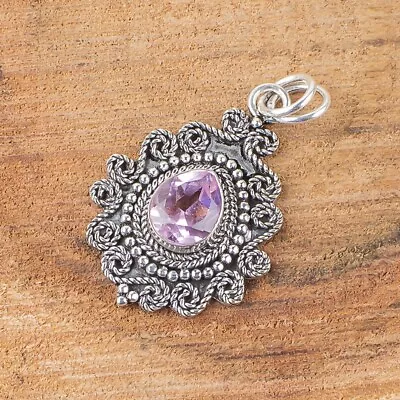 Natural Morganite Gemstone Indian Jewelry 925 Sterling Silver Pendant For Girls • $13.95