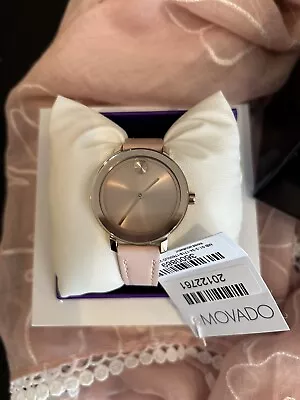 Movado Bold Evolution Rose Gold Tone Pink Strap Women's Swiss Watch 3600889 • $269