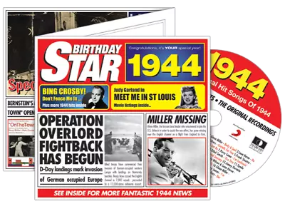 1944 Deluxe Birthday Card + Music Downloads And Retro CD 80th Birthday Greeting • £7.49