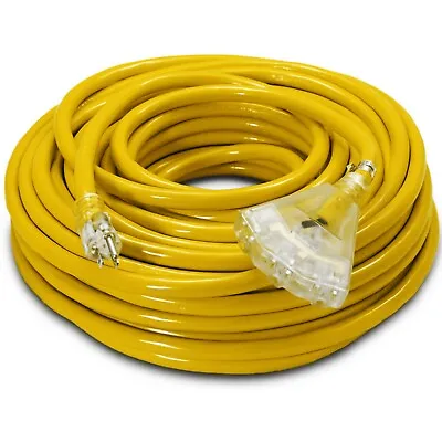 10 Gauge Heavy Duty 10'-100' 3 Outlet Lighted SJTW Extension Cord Lifetime Wrnty • $312.97