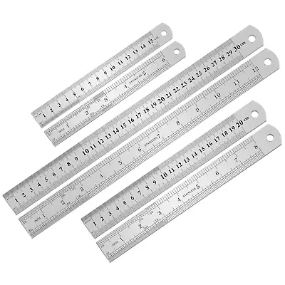 3PCS Stainless Steel RulerMetal Set (6 8 12  )Steel Ruler With Inch And Metric • $11.75