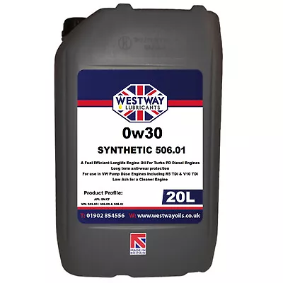 VW 0W30 506.01 Fully Synthetic Engine Oil 20 Litres - 20L • £109.99