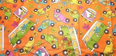 1/2 Yd GROOVY Volkswagon Bus VW Bug Julia Mina Studio E Cotton Quilting Fabric • $9.99