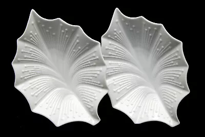 2 Vntg AK Kaiser White Porcelain Dish Leaf #360 Raised Dots 8  X 6  W. Germany • $42.50