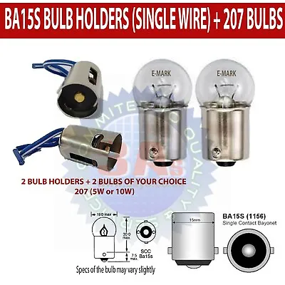 207 Straight Bayonet BA15s 12 Volt Car Bulb Holders + 2 Free Bulbs (5W Or 10W) • £5.94