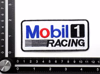 MOBIL 1 RACING EMBROIDERED PATCH IRON/SEW ON ~4-1/4  X 2  OIL FORMULA 1 NHRA • $6.99