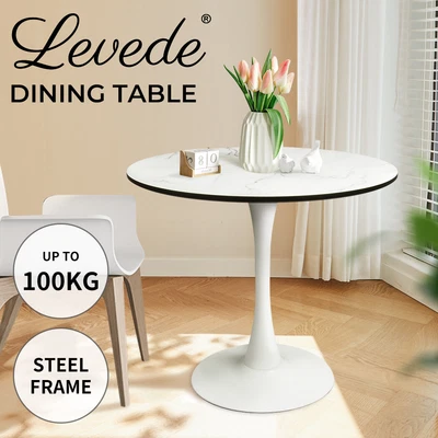 $129.99 • Buy Levede Dining Table Kitchen Swivel Marble Tulip Outdoor Round Metal White