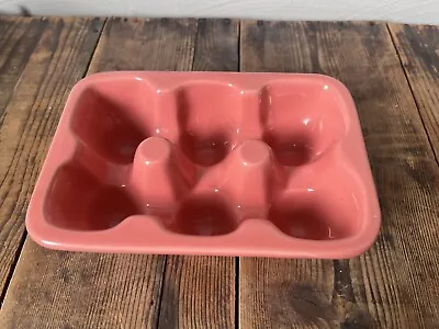 Egg Tray 6 Cup Egg Holder Ceramic Container For Refrigerator Fridge Coral • £9.64