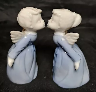 Vtg Kissing Angels Enesco Japan Porcelain Figurine Gift Cupid Angel Set Memorial • $18.97