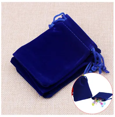 Small Blue Velvet Jewelry Gift Gold Silver Coin Favors Party String Bag Pouches • $0.99