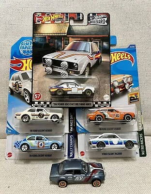 🔥Hot Wheels 70 Ford Escort RS1600 RS2000 78 RS 1800 L~5-Pack Exclusive Grey! • $24.95