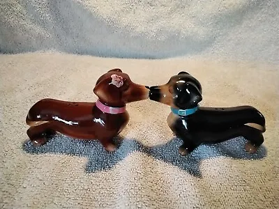 Vintage Kissing Dachshund Weiner Dog Magnetic Salt And Pepper Shakers Set • $8.99